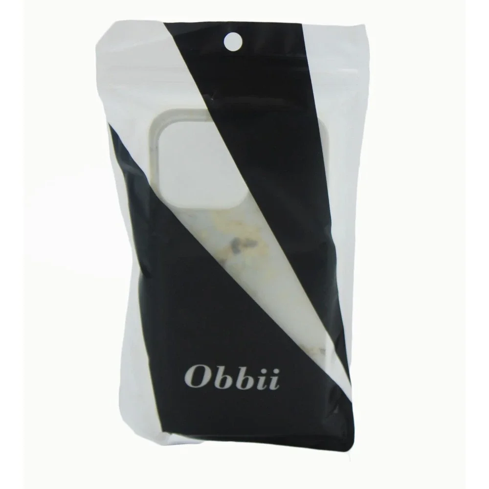 Obbii iPhone 15 Pro Max Case White Golden Marble Pattern Slim Cover 6.7 Inch
